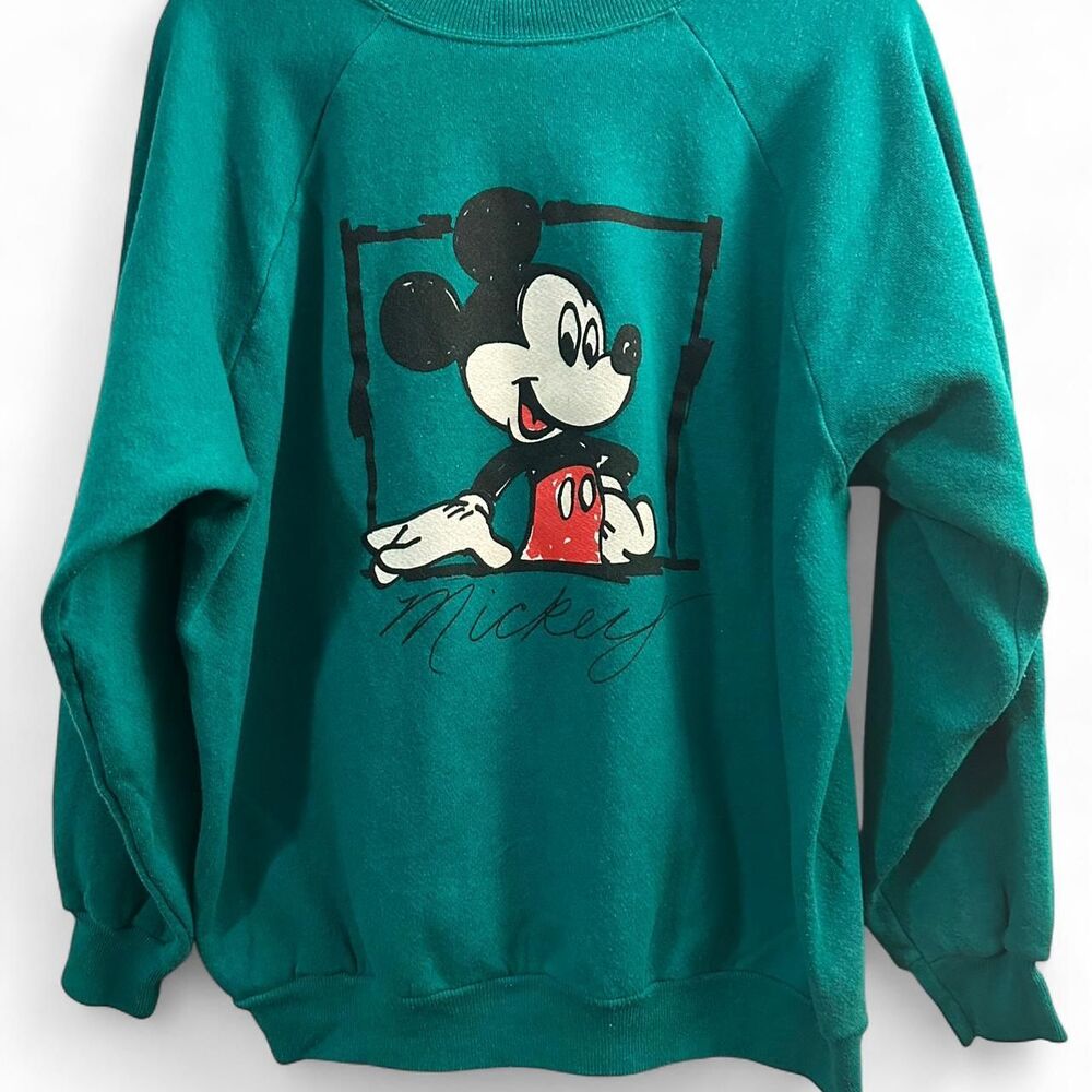 Vintage Mickey Unlimited Green Mickey Mouse Crewneck – Soft & Cozy (Fits L/XL)